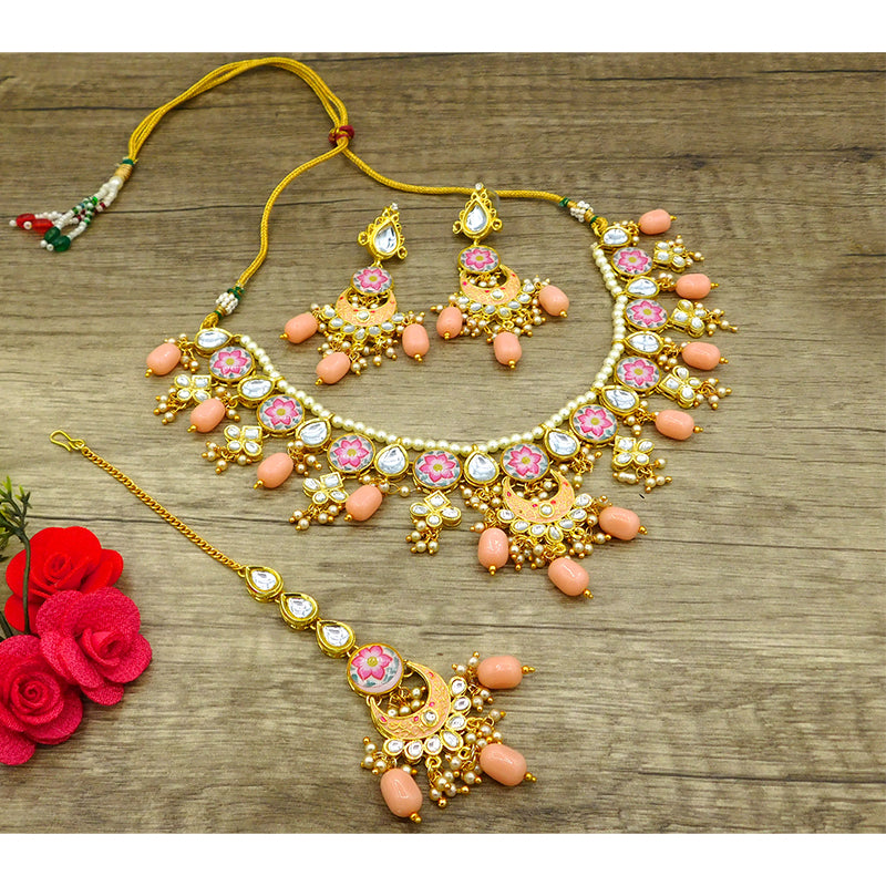 Kundan Meenakari Floral Set (08-0285)