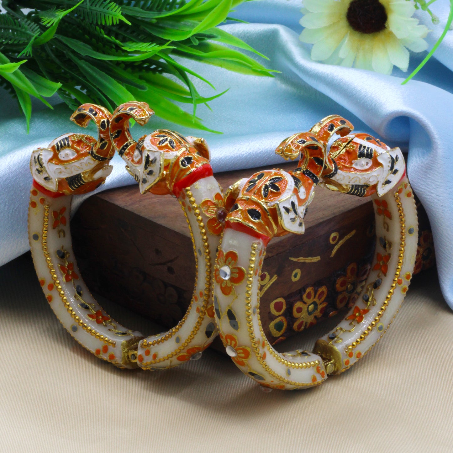 Elephant Antique Gold Plated Bangles for Women (SUJ11-0103)