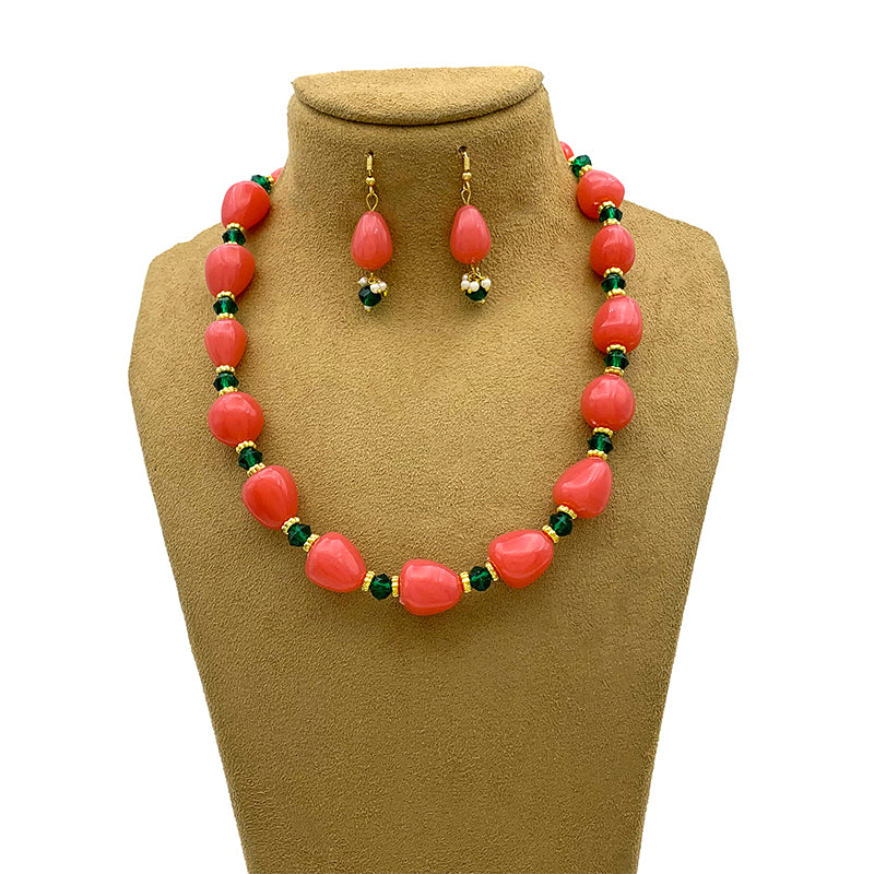 Sujwel Necklace Moti Mala with Matching Earrings for Women and Girls (08-0494)