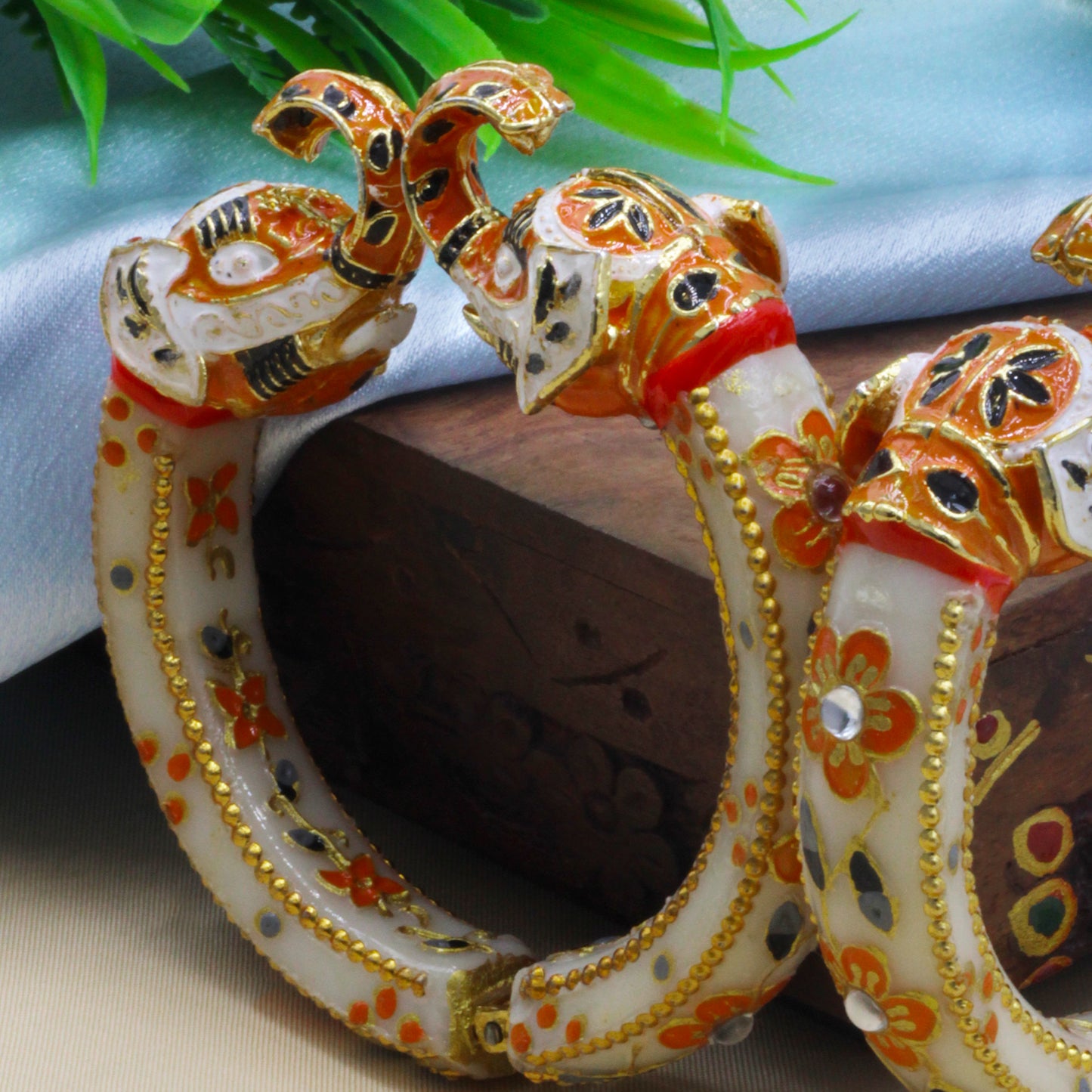 Elephant Antique Gold Plated Bangles for Women (SUJ11-0103)