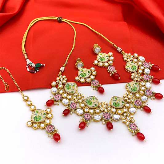 Kundan Painting Floral Set (08-0292)