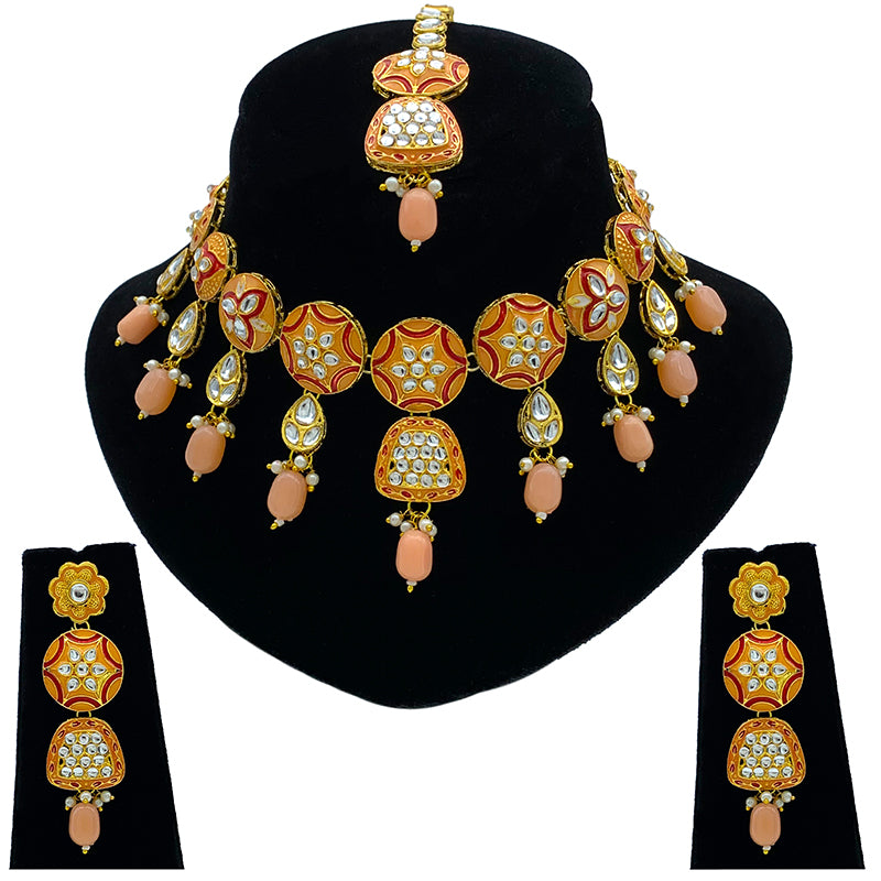 Sujwel Kundan and Meenakari Necklace Set (08-0471)