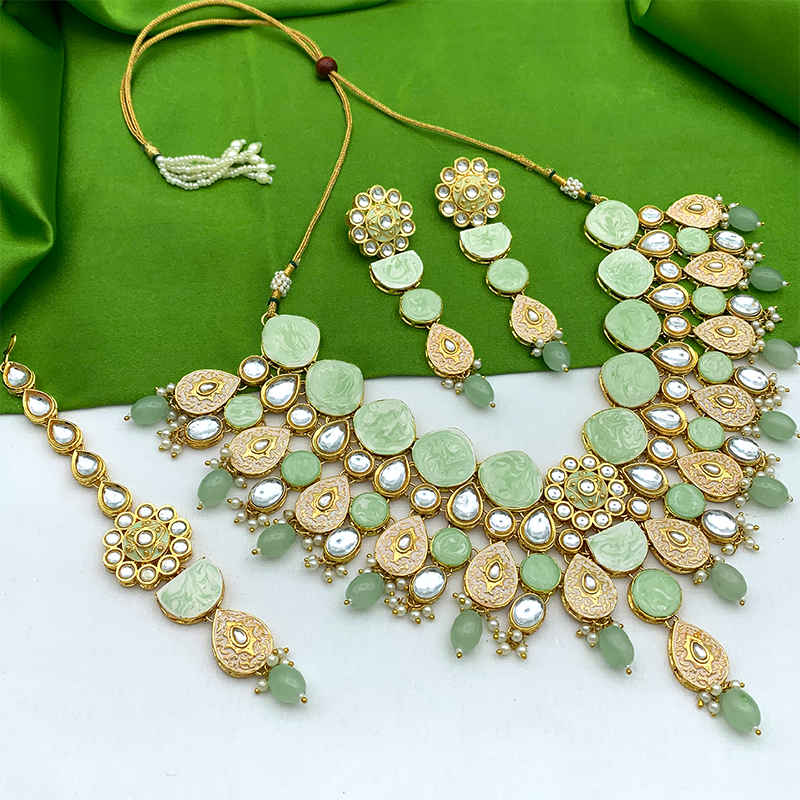 Kundan Meenakari Floral Set (08-0500)