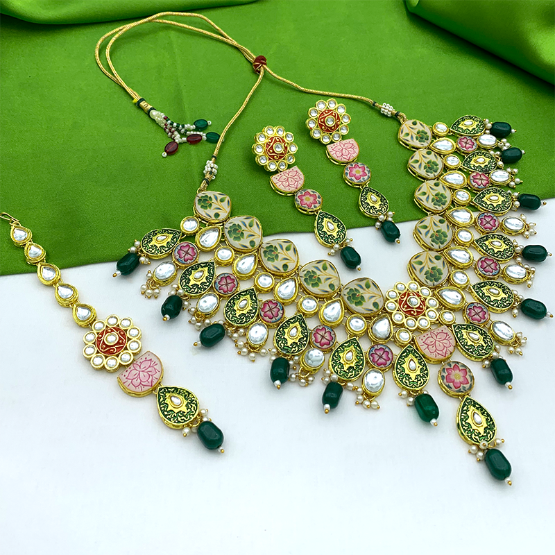 Kundan Meenakari Floral Set (08-0115)