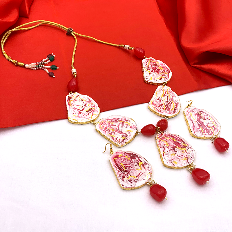 Sujwel Necklace Set with Earrings, for Girls and Women (08-0498)