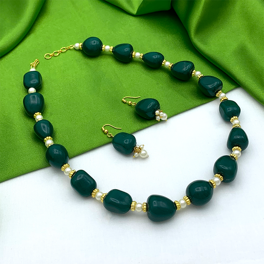 Sujwel Necklace Moti Mala with Matching Earrings for Women and Girls (08-0494)