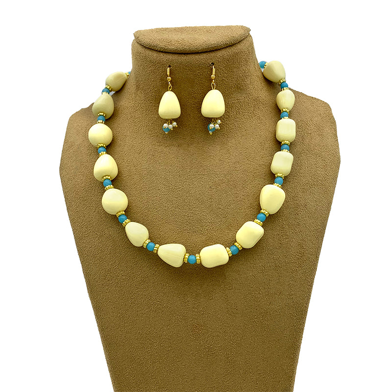 Sujwel Necklace Moti Mala with Matching Earrings for Women and Girls (08-0494)
