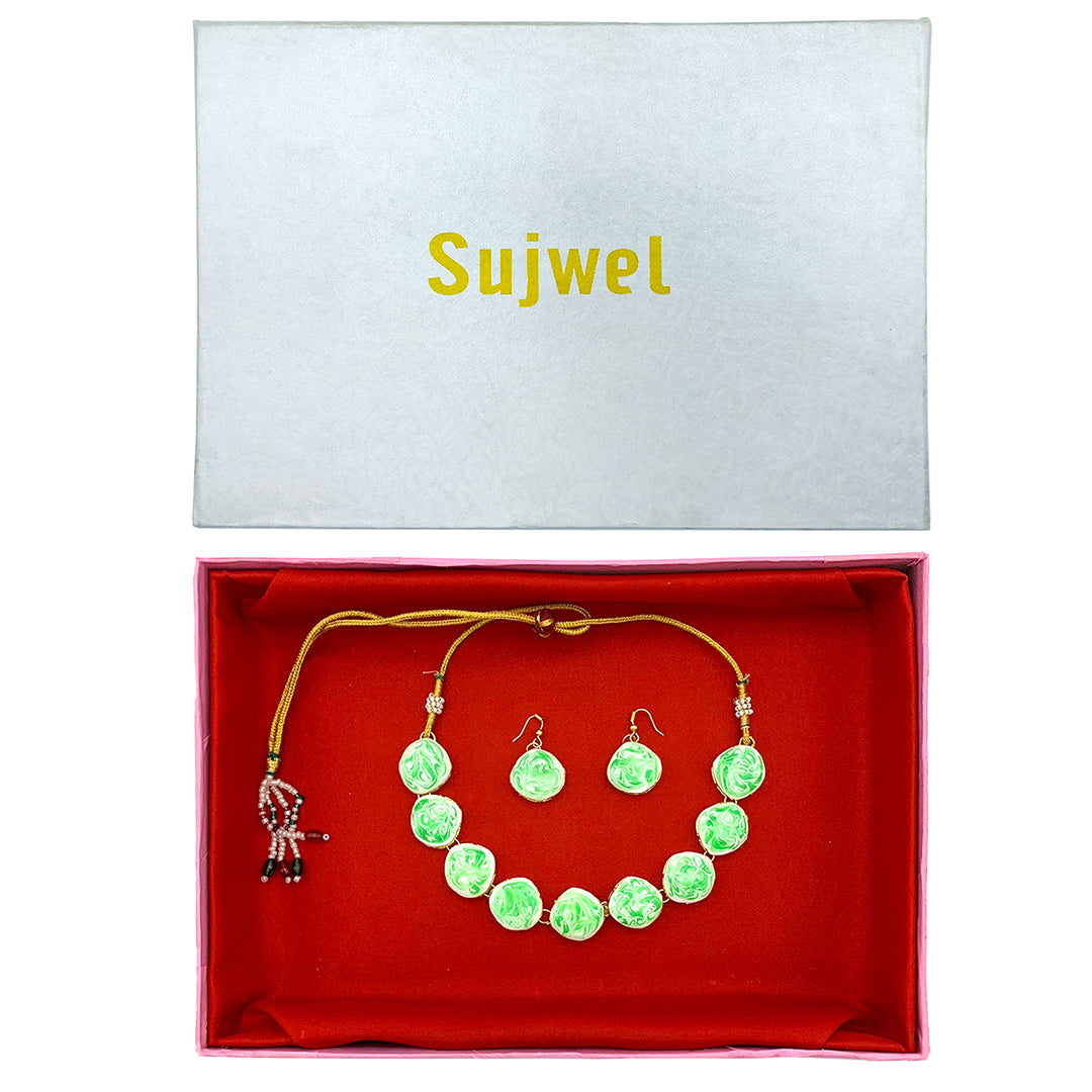 Sujwel Meenakari Necklace Set with Earrings, for Girls and Women (08-0511)