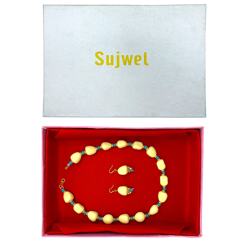 Sujwel Necklace Moti Mala with Matching Earrings for Women and Girls (08-0494)
