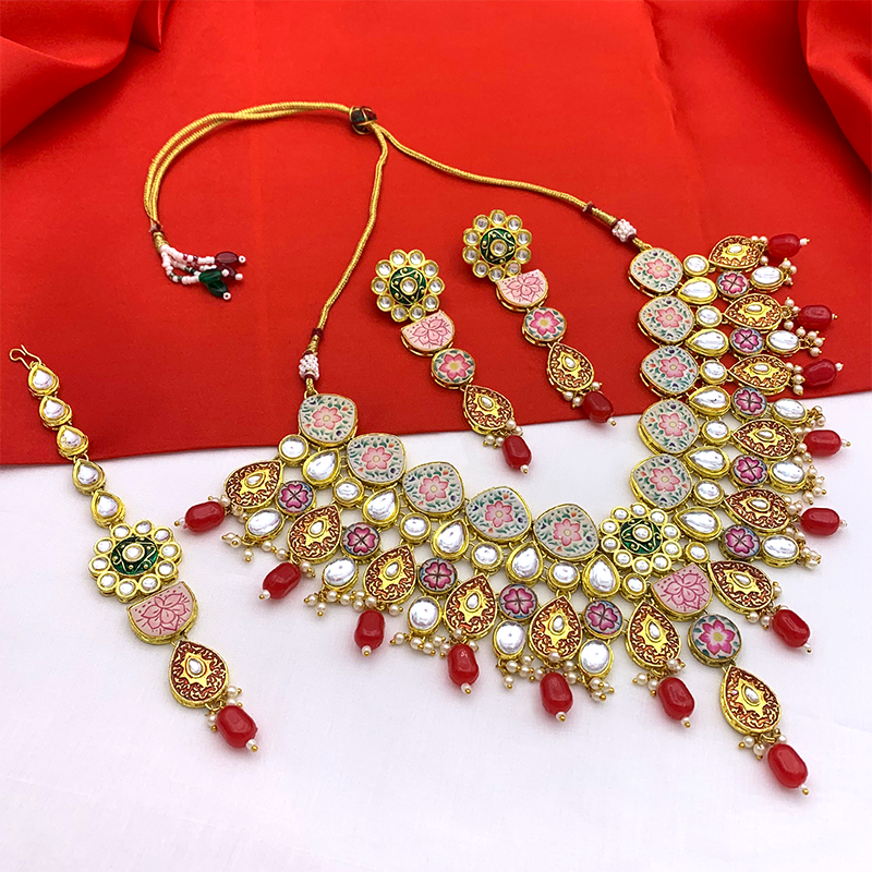 Kundan Meenakari Floral Set (08-0115)