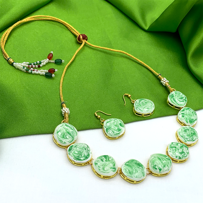 Sujwel Meenakari Necklace Set with Earrings, for Girls and Women (08-0511)