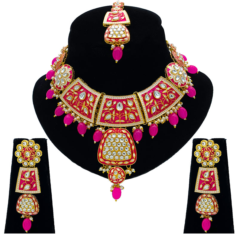 Sujwel Gold Kundan Mina Jewellery Set (08-0467)