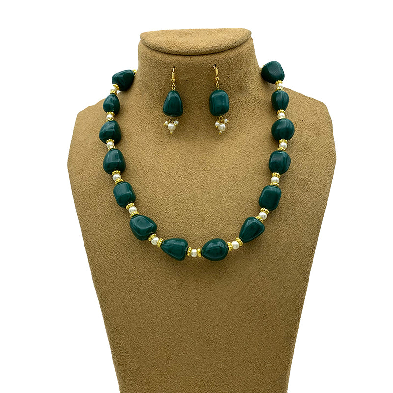 Sujwel Necklace Moti Mala with Matching Earrings for Women and Girls (08-0494)