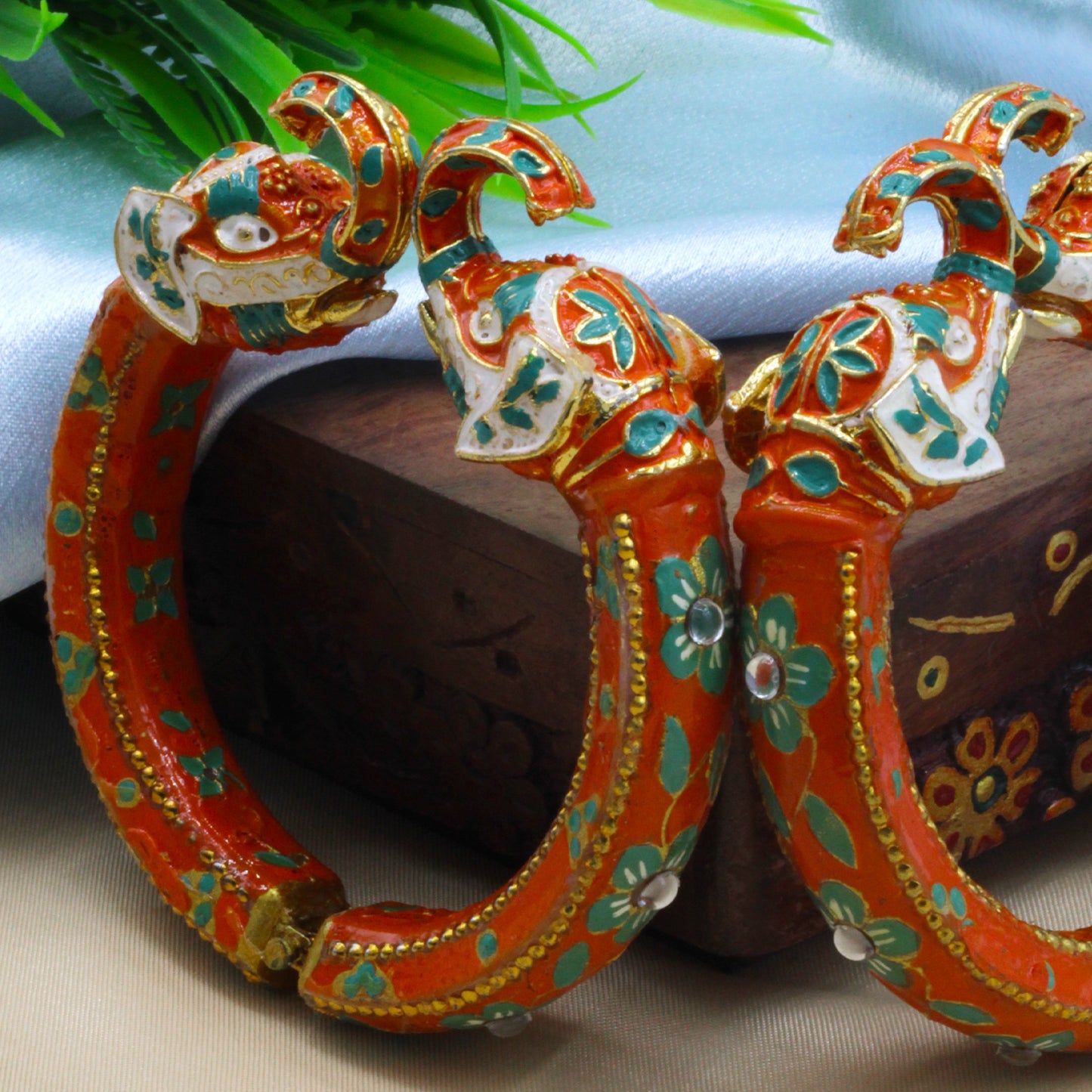 Elephant Antique Gold Plated Bangles for Women (SUJ11-0103)