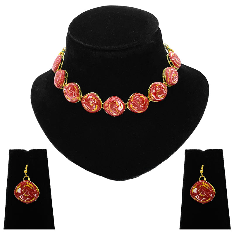 Sujwel Meenakari Necklace Set with Earrings, for Girls and Women (08-0511)