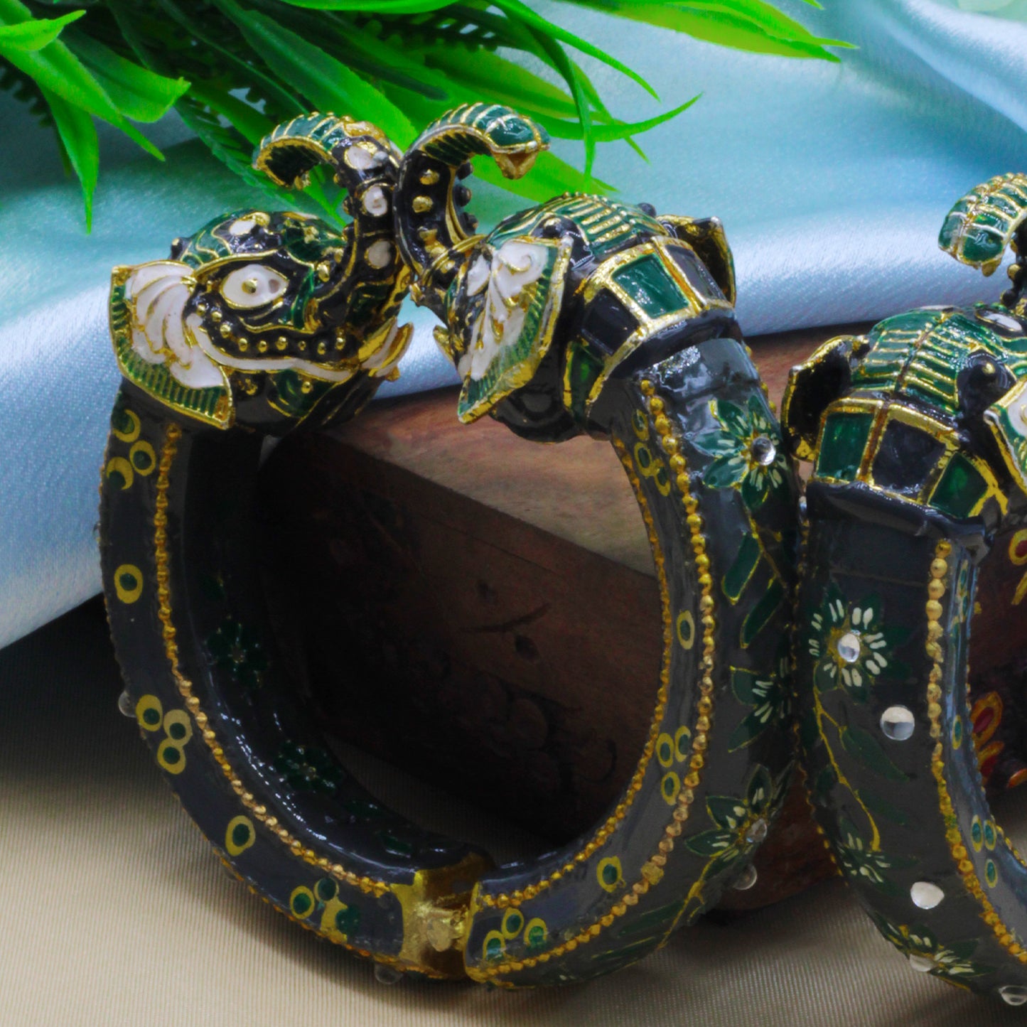 Elephant Antique Gold Plated Bangles for Women (SUJ11-0101)