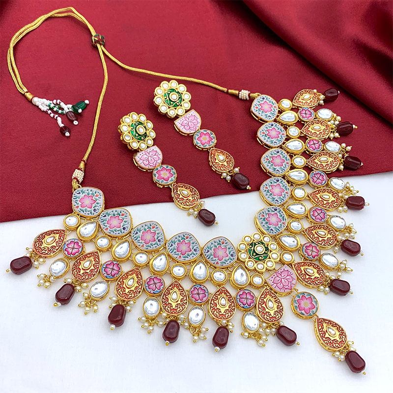Kundan Meenakari Floral Set (08-0115)