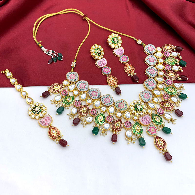 Kundan Meenakari Floral Set (08-0115)