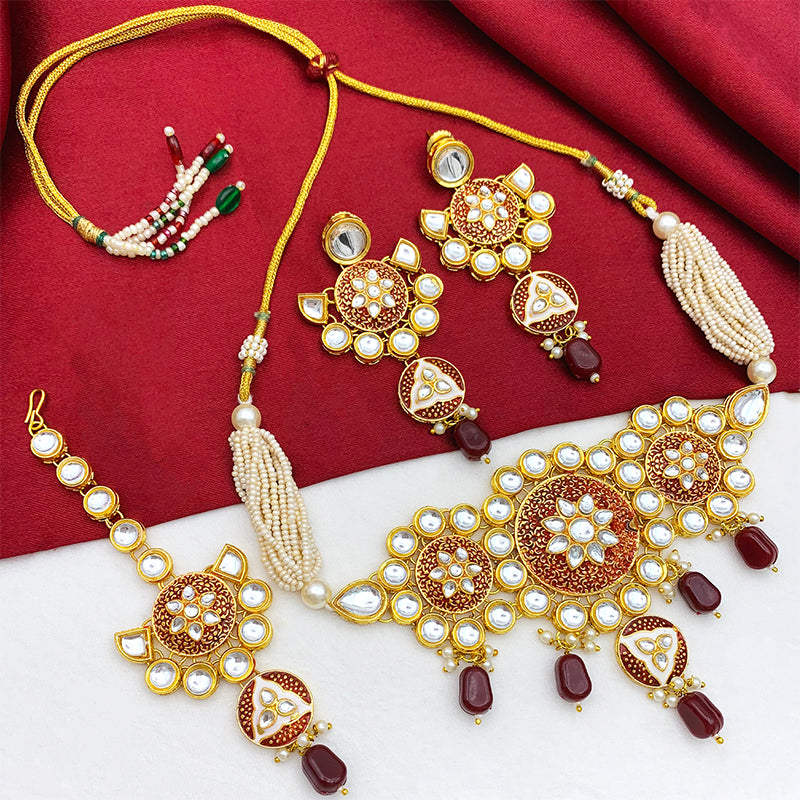 Sujwel Gold Kundan Mina Jewellery Set (SUJ08-0481)