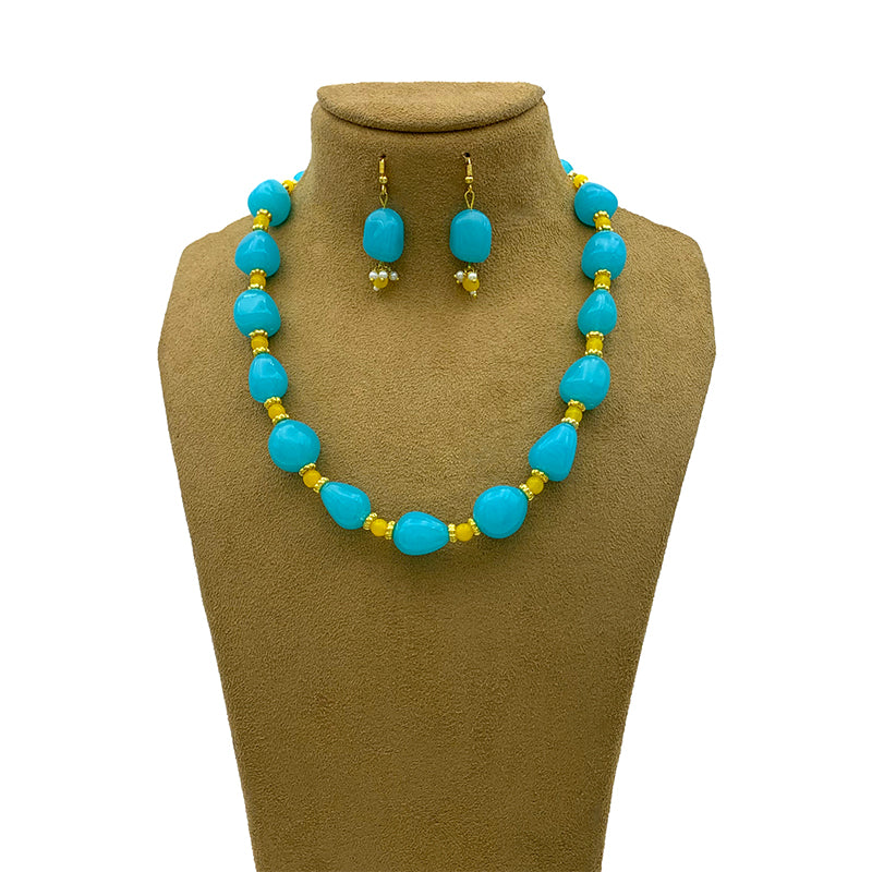 Sujwel Necklace Moti Mala with Matching Earrings for Women and Girls (08-0494)