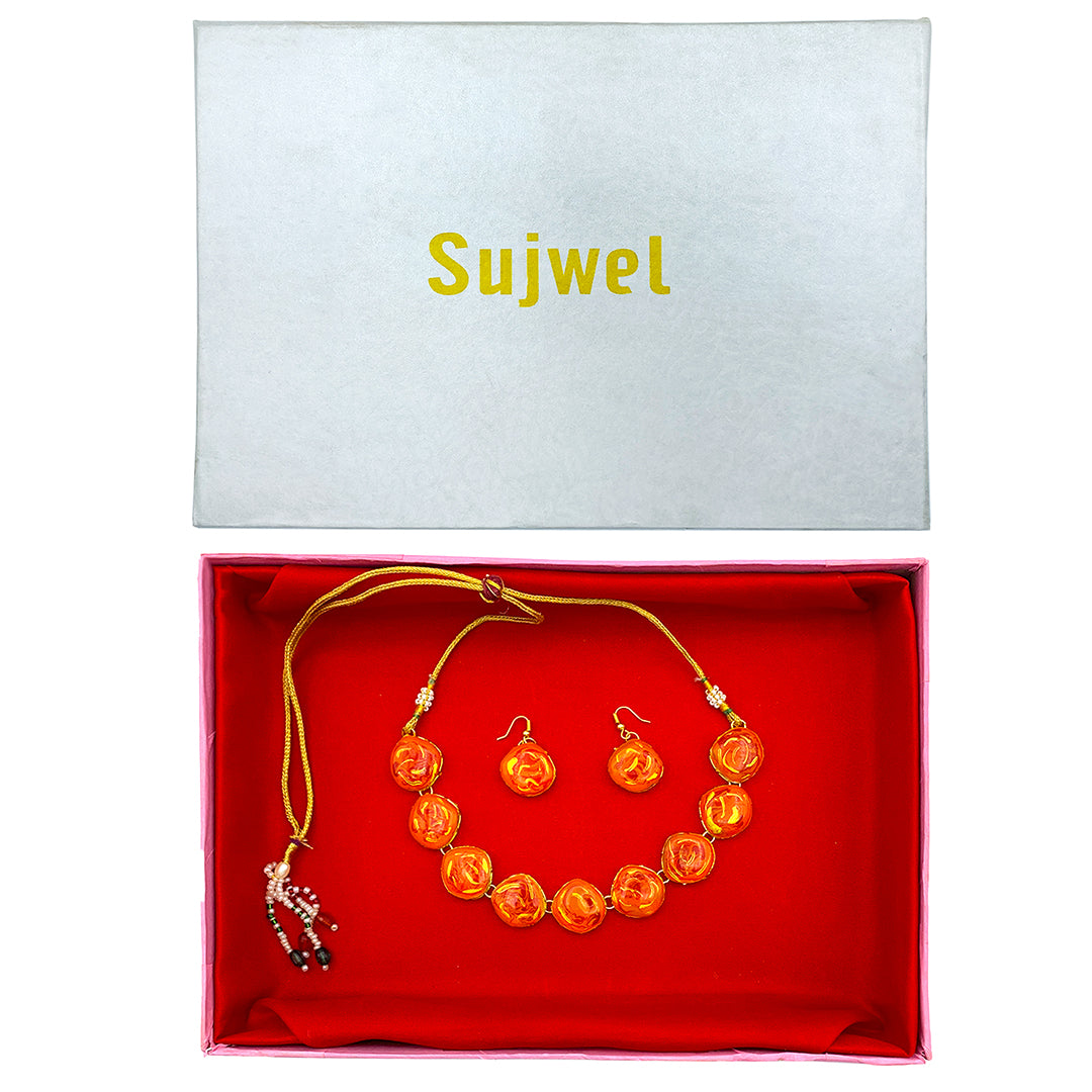 Sujwel Meenakari Necklace Set with Earrings, for Girls and Women (08-0511)