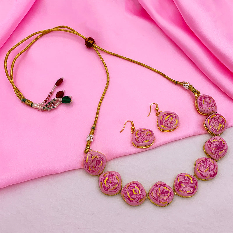 Sujwel Meenakari Necklace Set with Earrings, for Girls and Women (08-0511)