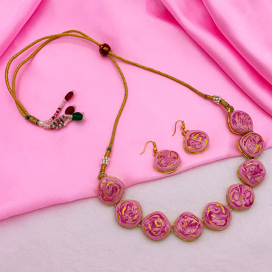 Sujwel Meenakari Necklace Set with Earrings, for Girls and Women (08-0511)