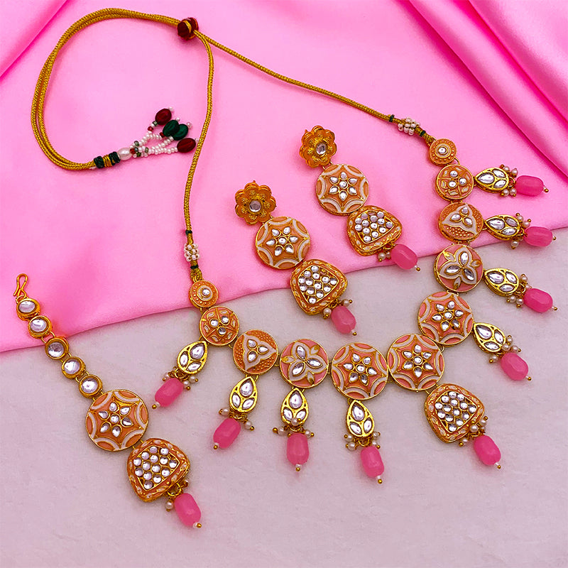 Sujwel Kundan and Meenakari Necklace Set (08-0471)