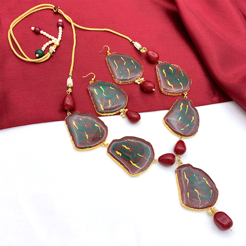 Sujwel Necklace Set with Earrings, for Girls and Women (08-0498)