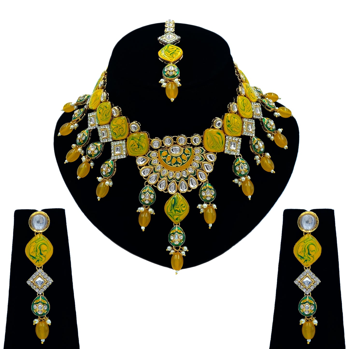 Sujwel Kundan and Meenakari Necklace Set (08-0521)