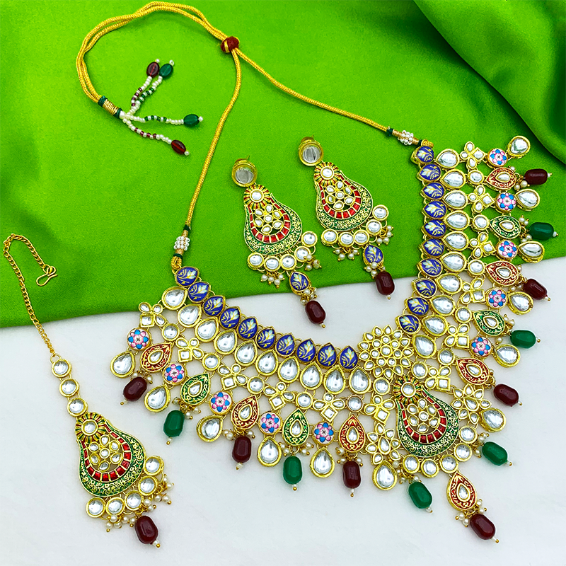 Kundan Floral Necklace Set (08-0458)