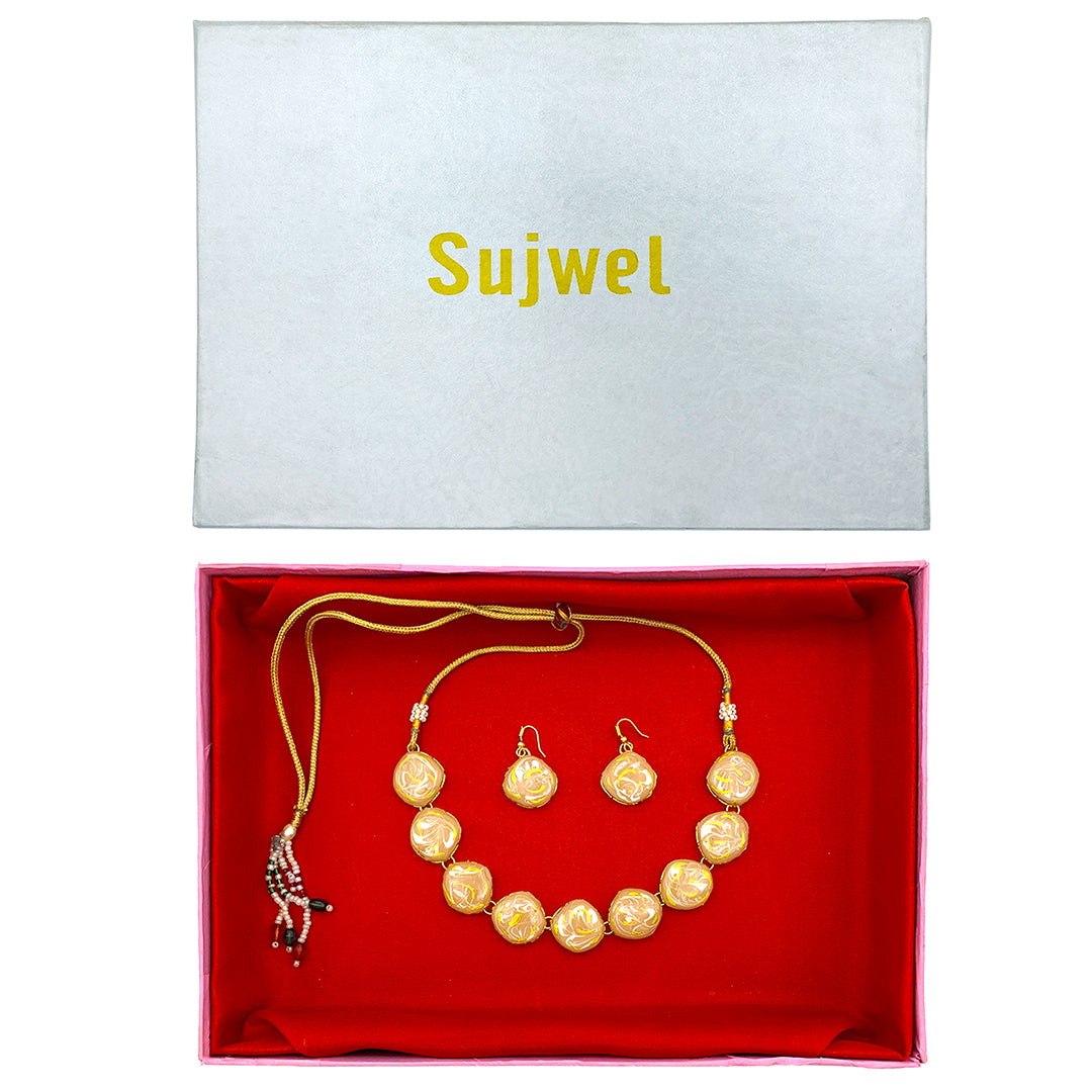 Sujwel Meenakari Necklace Set with Earrings, for Girls and Women (08-0511)
