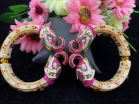Thumbnail for Sujwel Jewellery Elephant Antique Gold Plated Bangles for Women