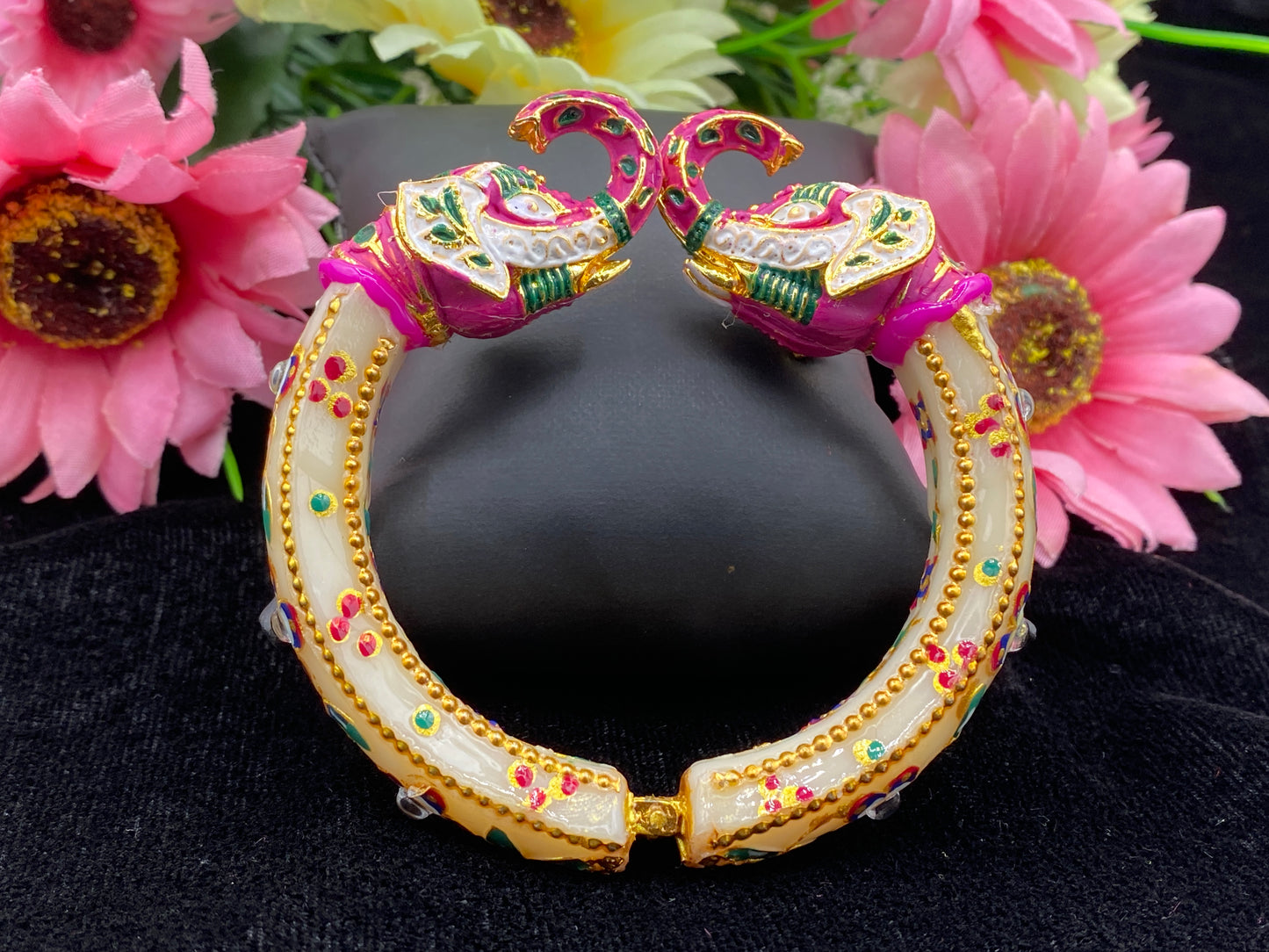 Sujwel Jewellery Elephant Antique Gold Plated Bangles for Women
