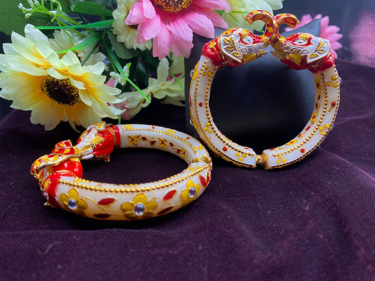 Elephant Antique Gold Plated Bangles for Women (SUJ11-0103)