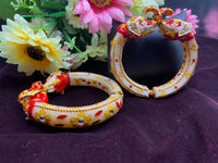 Thumbnail for Sujwel Jewellery Elephant Antique Gold Plated Bangles for Women