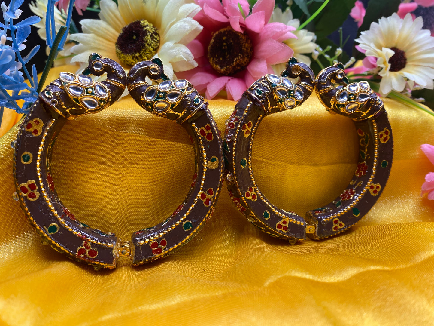 Peacock Antique Gold Plated Bangles for Women (SUJ11-0102)