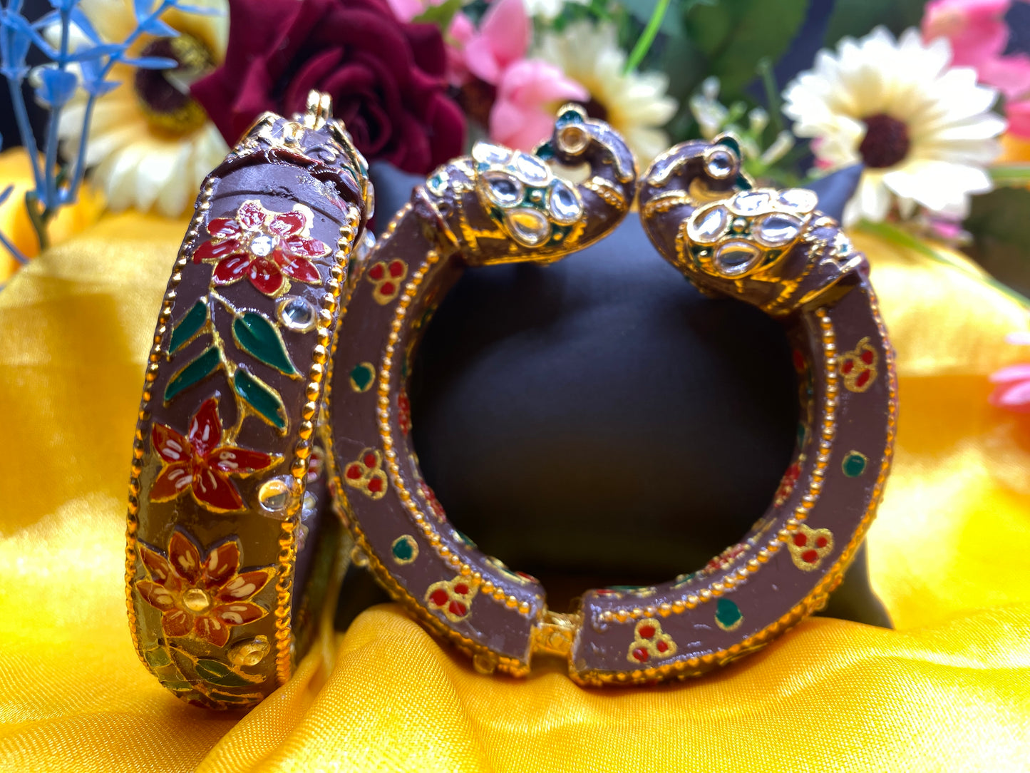 Peacock Antique Gold Plated Bangles for Women (SUJ11-0102)