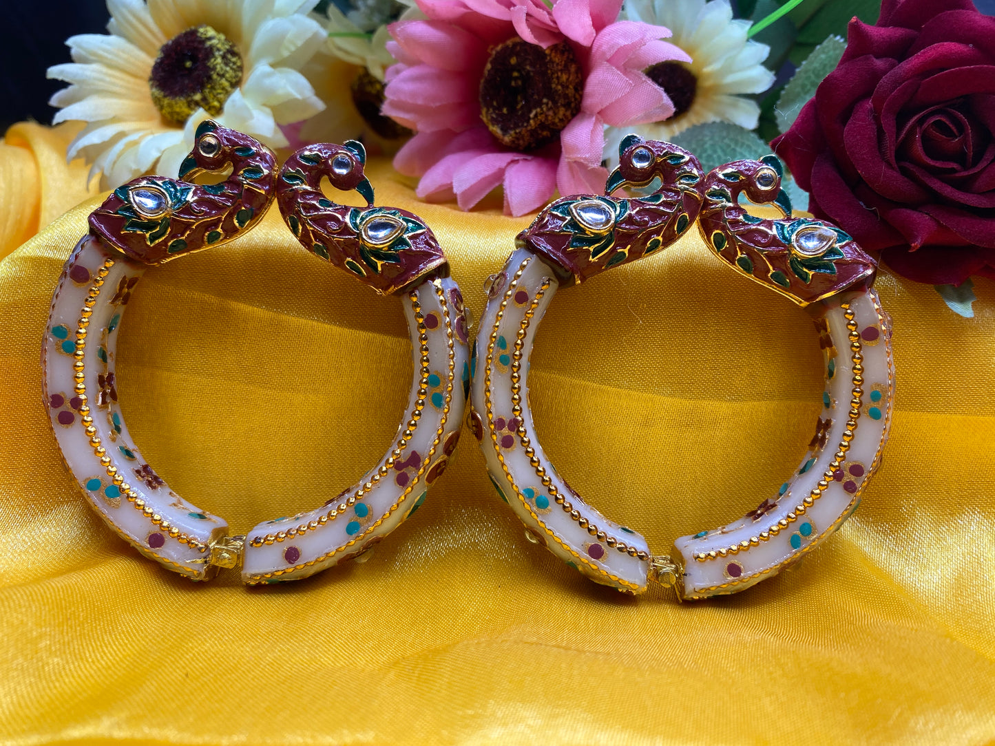 Peacock Antique Gold Plated Bangles for Women (SUJ11-104)