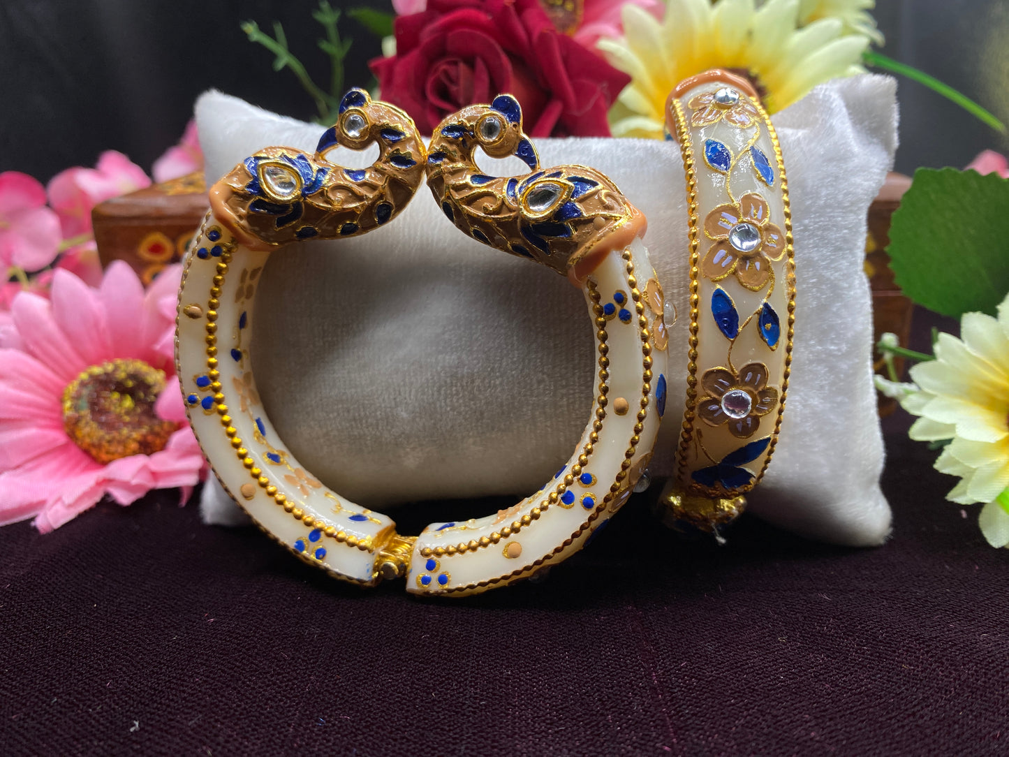 Peacock Antique Gold Plated Bangles for Women (SUJ11-104)