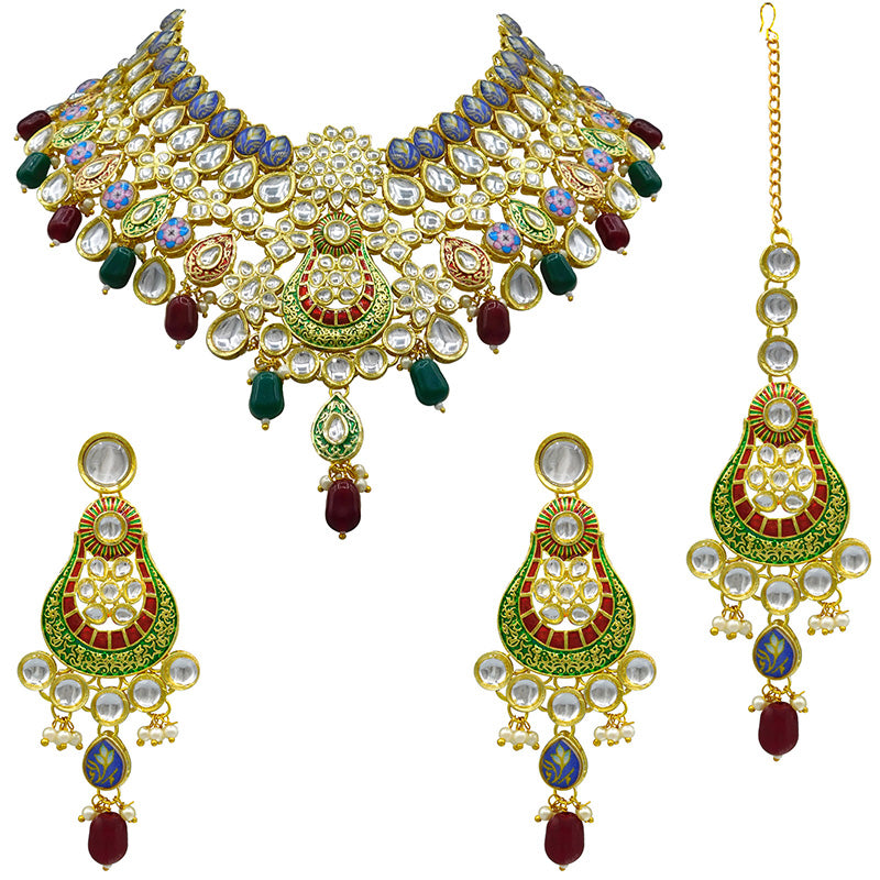 Kundan Floral Necklace Set (08-0458)
