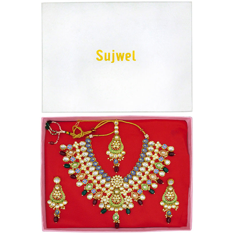 Kundan Floral Necklace Set (08-0458)