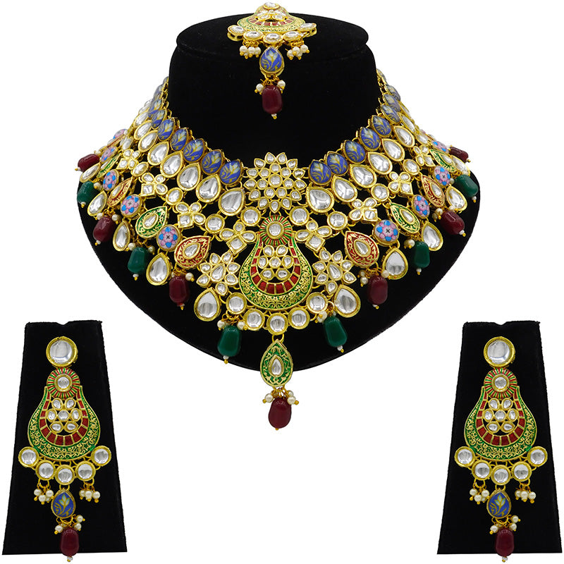 Kundan Floral Necklace Set (08-0458)