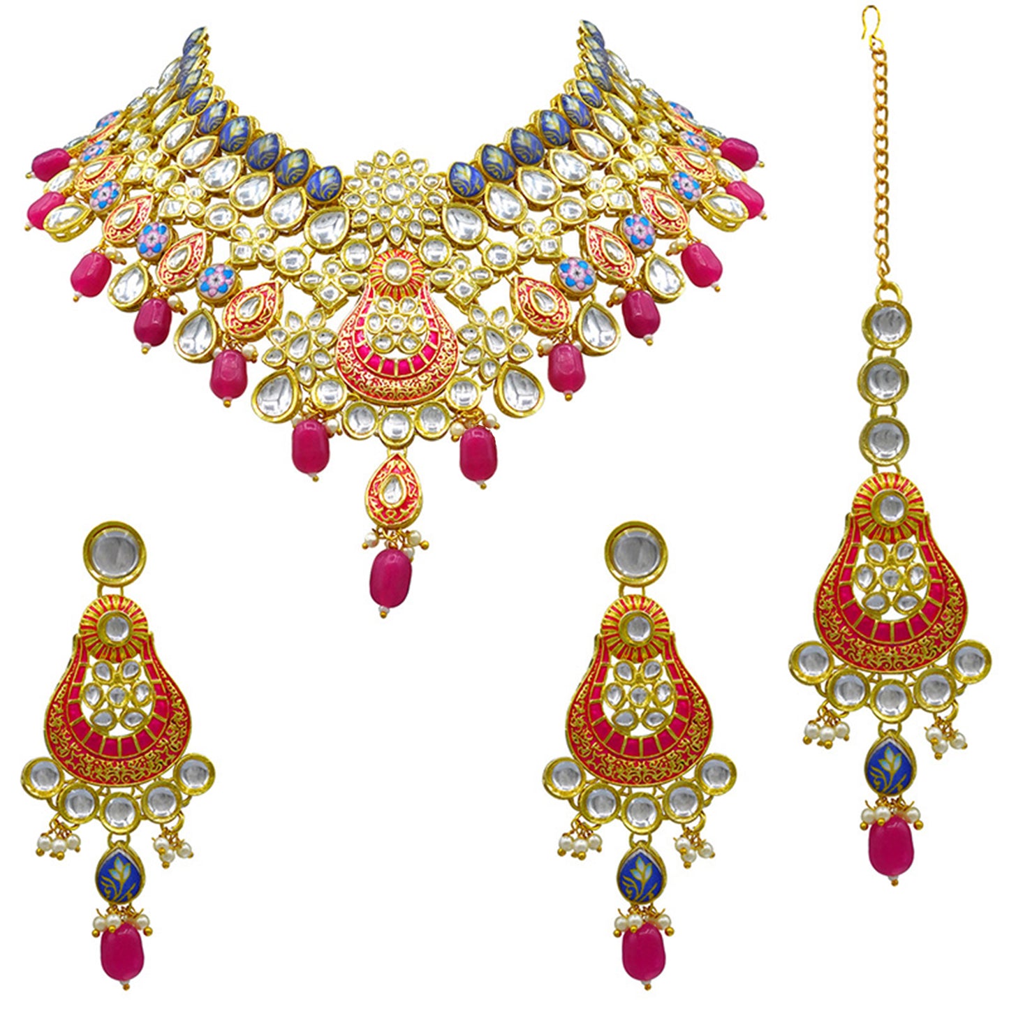Kundan Floral Necklace Set (08-0458)