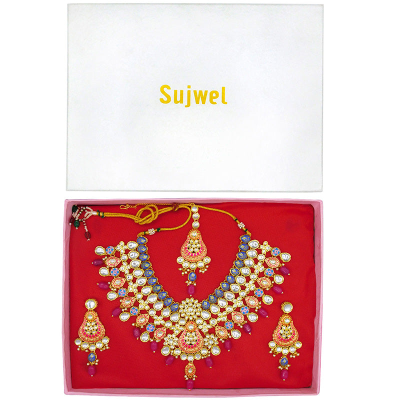 Kundan Floral Necklace Set (08-0458)
