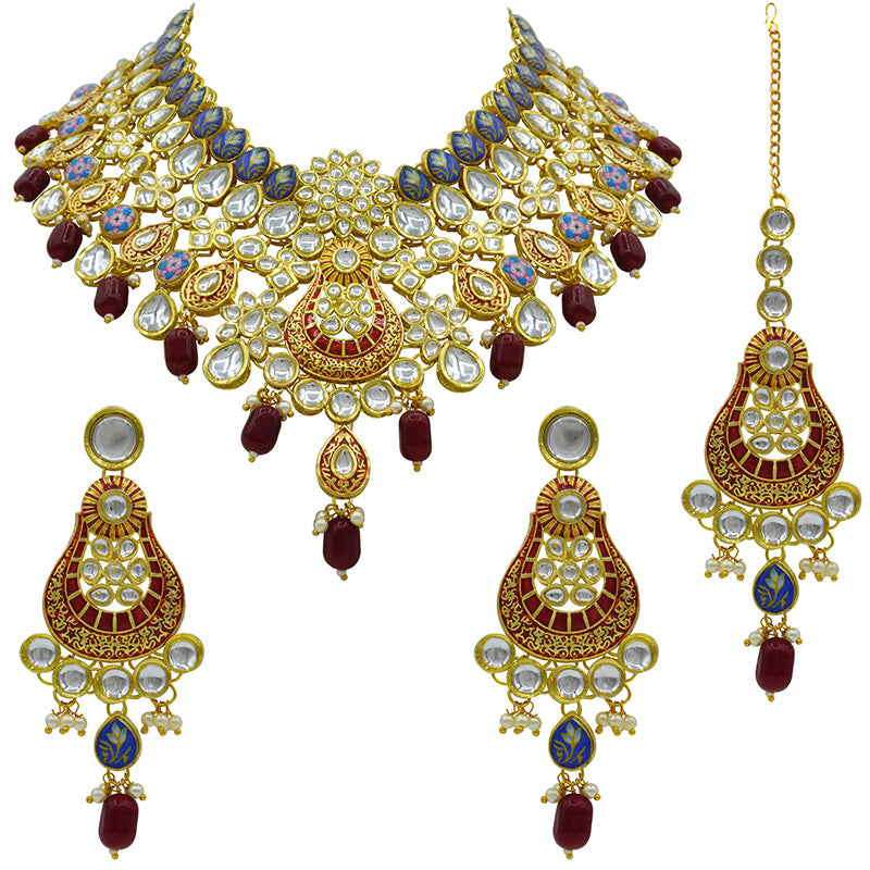 Kundan Floral Necklace Set (08-0458)