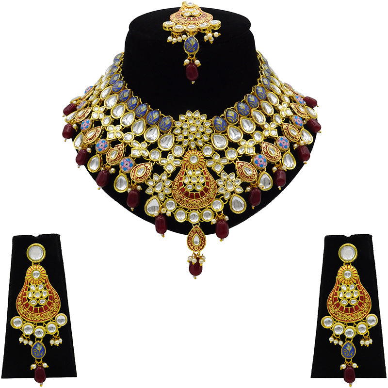 Kundan Floral Necklace Set (08-0458)