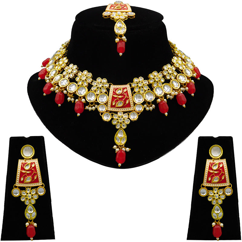 Sujwel Kundan and Meenakari Necklace Set (08-0464)
