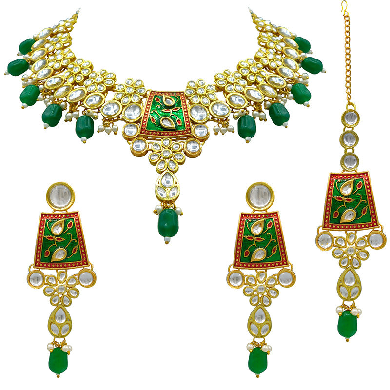 Sujwel Kundan and Meenakari Necklace Set (08-0464)