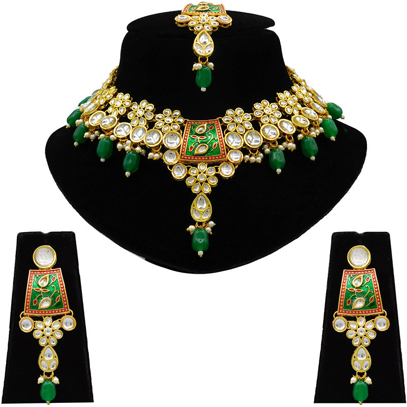 Sujwel Kundan and Meenakari Necklace Set (08-0464)